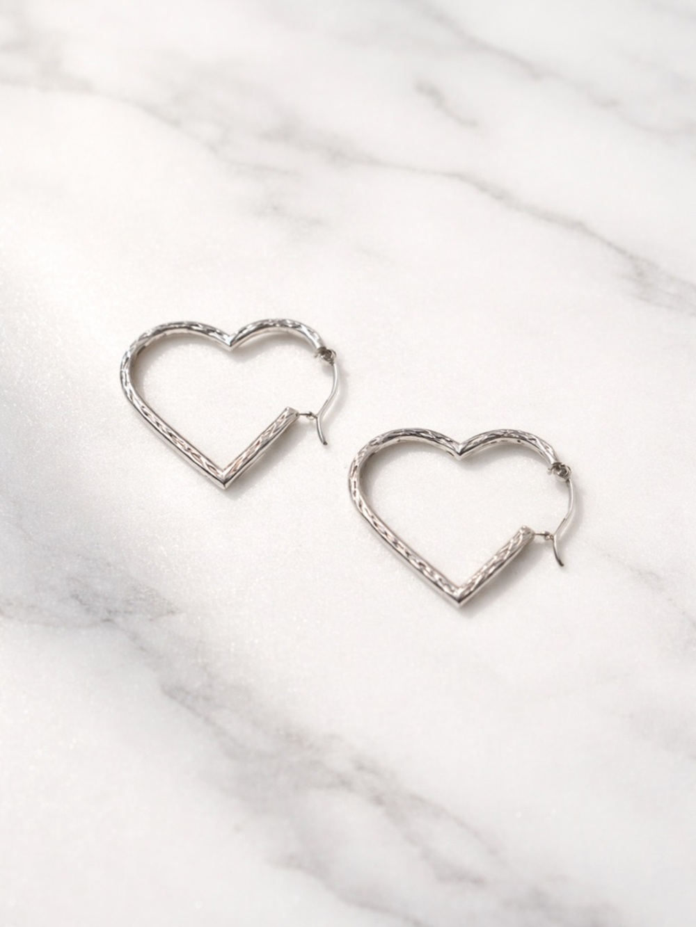 Silver Heart-Shaped Hoop Earrings for Women